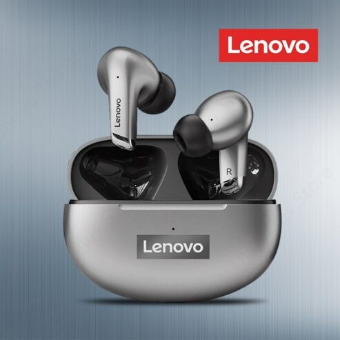 Lenovo Thinkplus LP5 TWS Wireless Bluetooth Earbuds 5.0V Built-In Microphone With Charging Case – Silver Gray